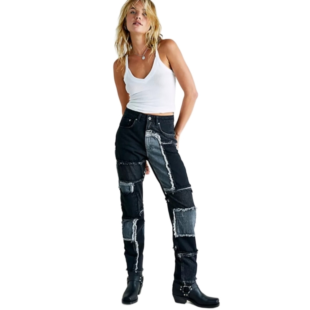 FREE PEOPLE THE RAGGED PRIEST CHEAT PATCHWORK JEANS SIZE 26 LIKE NEW!